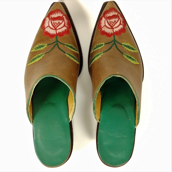 Caborca Western Flower Embroiderd Mule Boot Slides Sz 5.5 - Picture 7 of 8